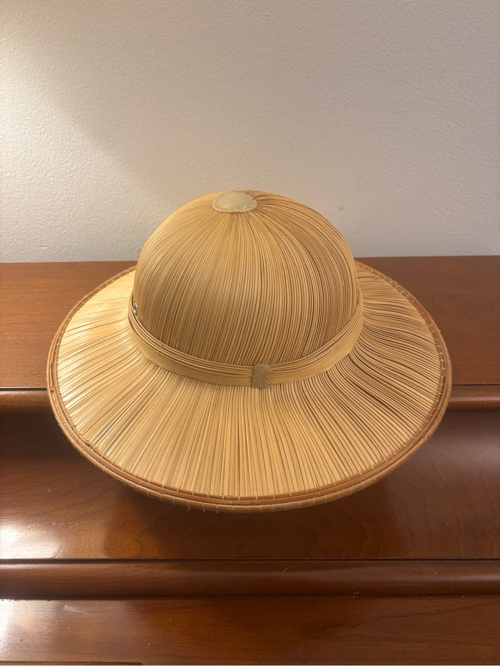 Vintage Hand Woven Reed Pith Helmet Safari Hat